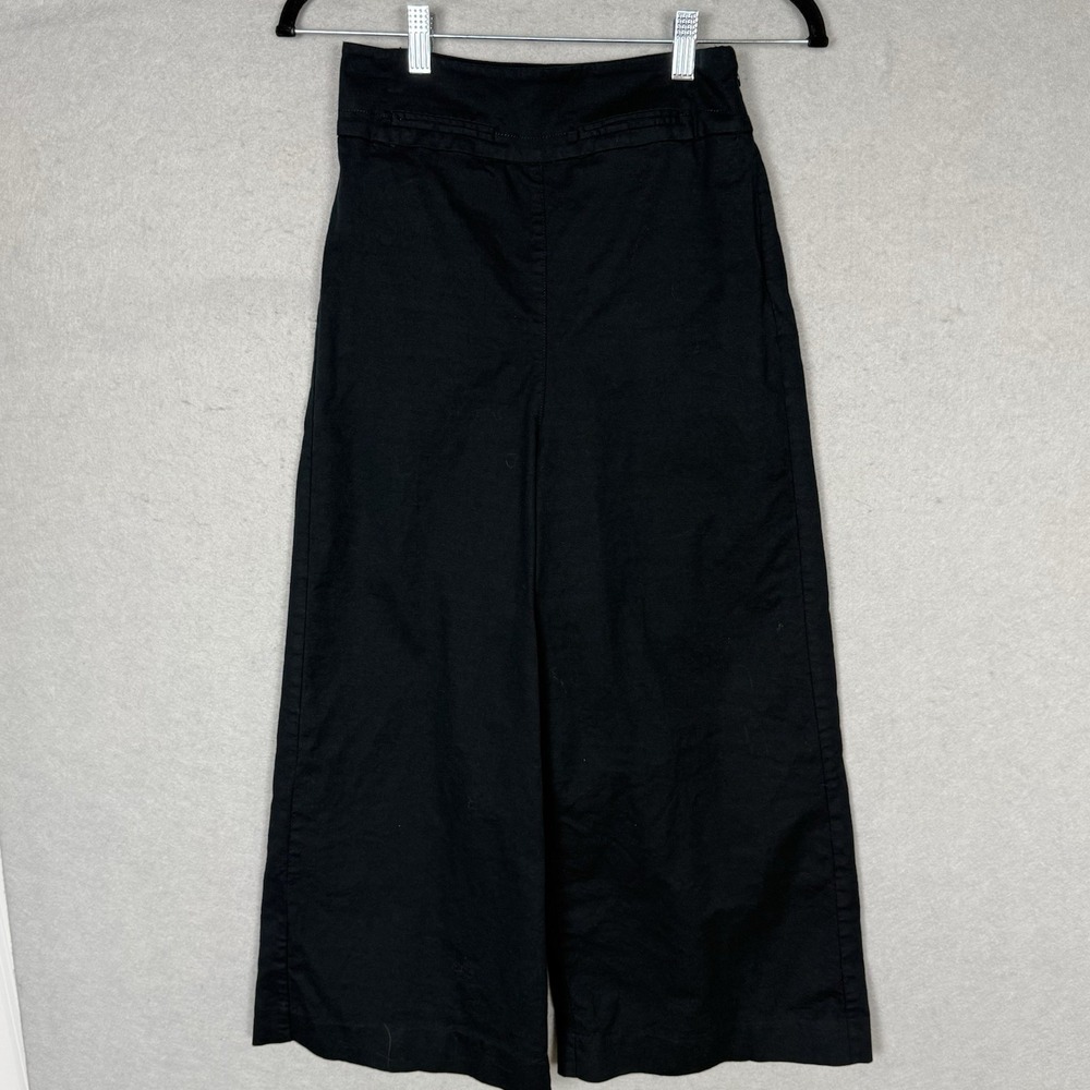Maeve Anthropologie‎ Cropped Wide Leg Trousers Pants Black Size 0